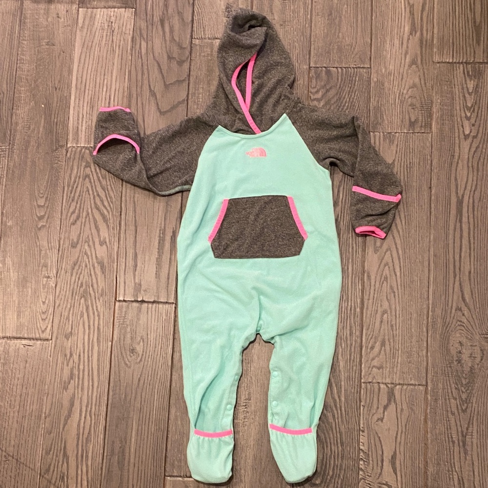 The North Face Mint and Gray Kids Footie